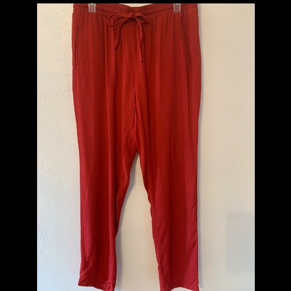 Relaxed Fit Red Drawstring Waist Pants Size 10 - Picture 5 of 7